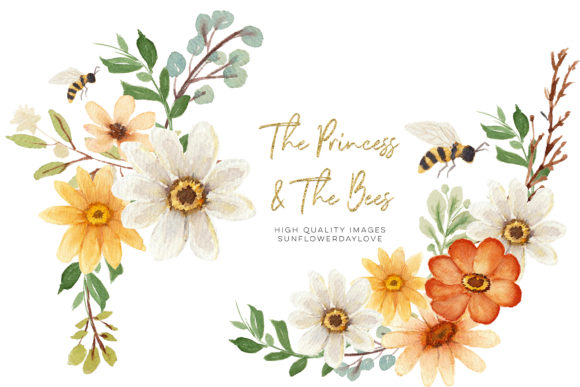 Download Bees Clipart Watercolor Daisies &amp; Bee - Daisies Collection