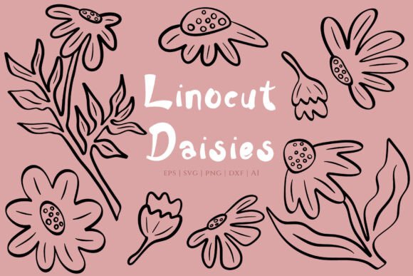 Download Linocut Daisies Clipart &amp; Patterns - Daisies Collection