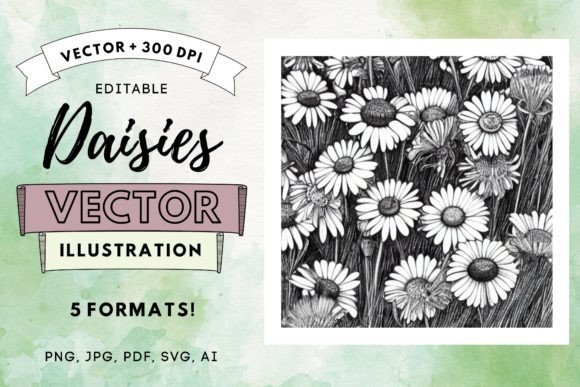 Download Daisies Meadow Illustration Home Decor - Daisies Collection