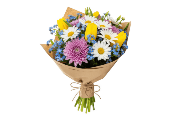Download Bouquet of White Daisies, Yellow Tulips, - Daisies Collection