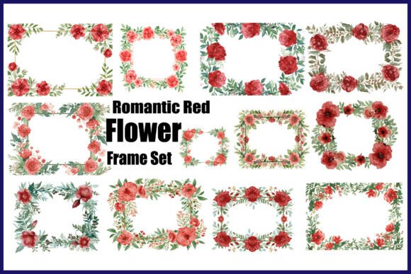 Download Romantic Red Flower Frame Set - Romantic Collection