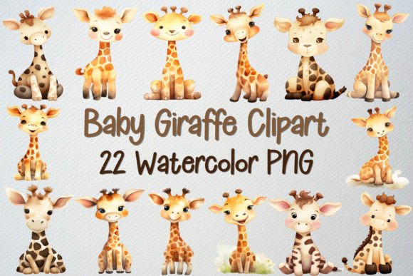 Download Watercolor Baby Giraffe Clipart Set - Baby giraffe clipart Collection