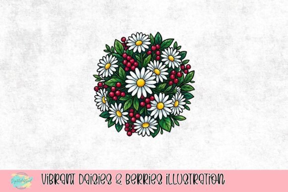 Download Vibrant Daisies &amp; Berries Illustration - Daisies Collection