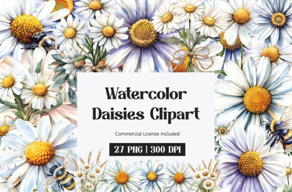 Download Watercolor Daisies Clipart - Daisies Collection
