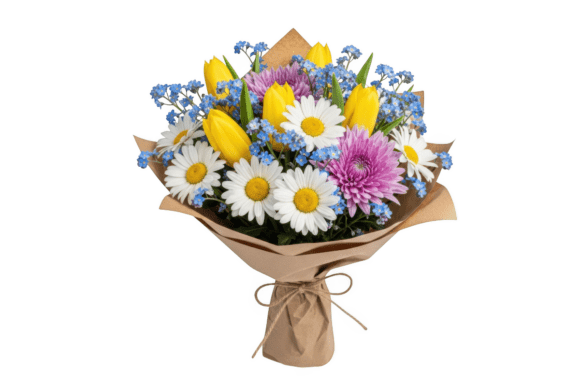 Download Bouquet of Yellow Tulips White Daisies - Daisies Collection