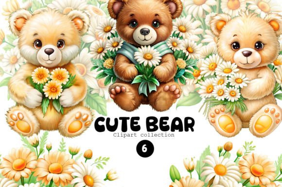 Download Teddy Bear and Daisies Clipart - Daisies Collection