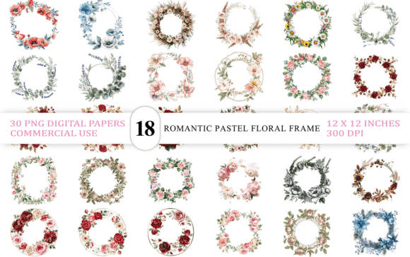Download Romantic Pastel Floral Frame PNG Set - Romantic Collection